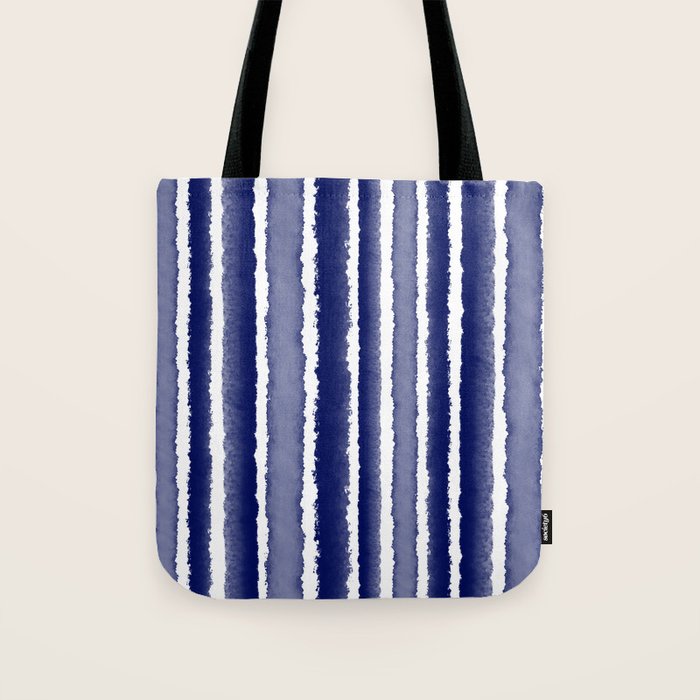 Wide Watercolor Stripes - Indigo Blue  Tote Bag Gallery Image 1