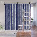 Wide Watercolor Stripes - Indigo Blue  Wall Mural Gallery Image 1