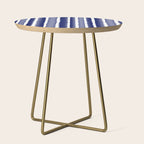 Wide Watercolor Stripes - Indigo Blue  Side Table Gallery Image 1