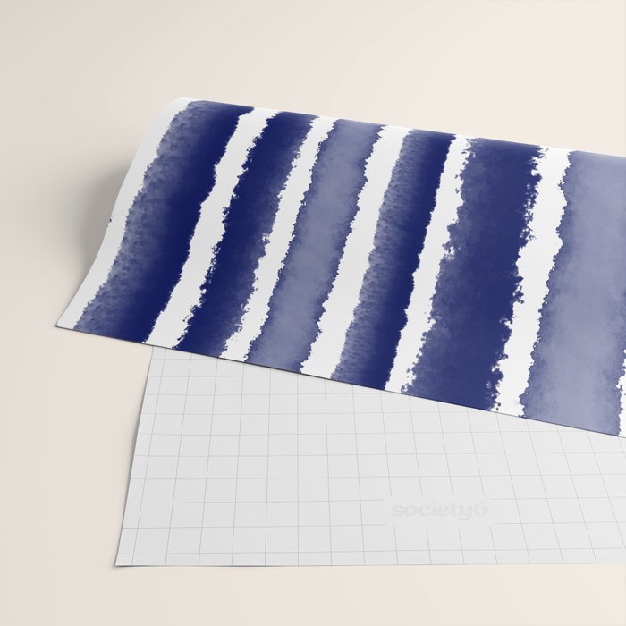 Wide Watercolor Stripes - Indigo Blue  Wrapping Paper Gallery Image 2