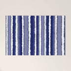 Wide Watercolor Stripes - Indigo Blue  Welcome Mat Gallery Image 1