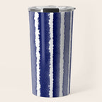 Wide Watercolor Stripes - Indigo Blue  Travel Mug Gallery Image 1