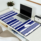 Wide Watercolor Stripes - Indigo Blue  Desk Mat Gallery Image 2