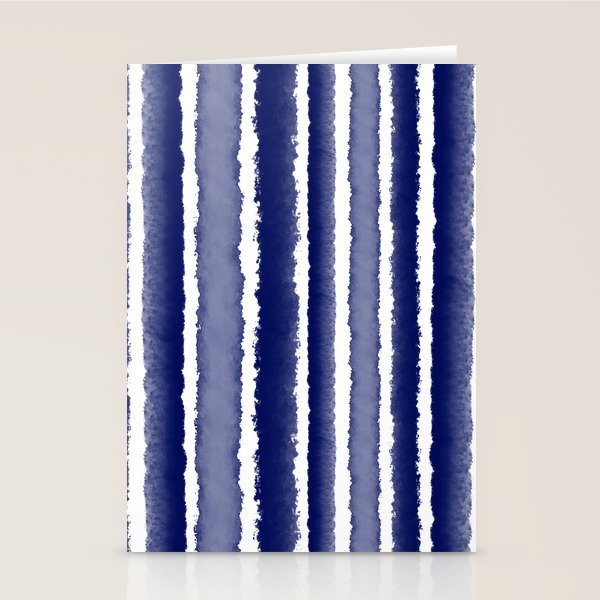 Wide Watercolor Stripes - Indigo Blue  Stationery Card Gallery Image 2
