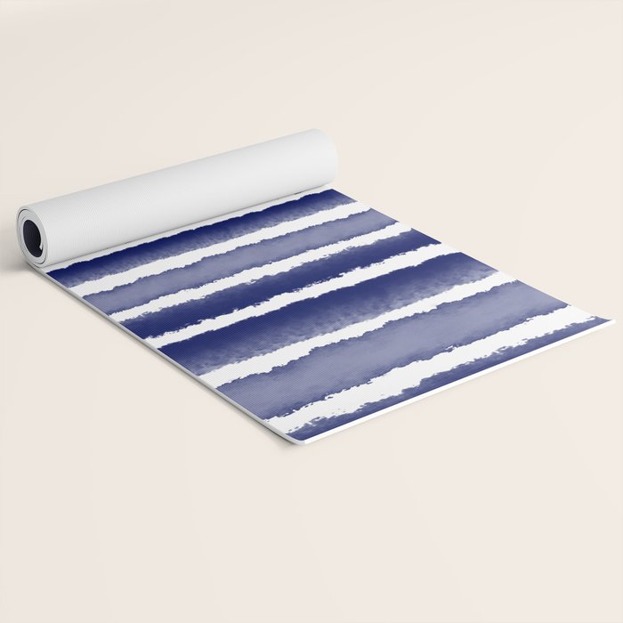 Wide Watercolor Stripes - Indigo Blue  Yoga Mat Gallery Image 2