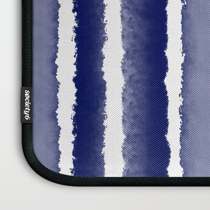 Wide Watercolor Stripes - Indigo Blue  Laptop Sleeve Gallery Image 3