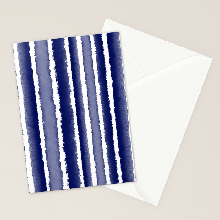 Wide Watercolor Stripes - Indigo Blue  Stationery Card Gallery Image 2