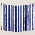 Wide Watercolor Stripes - Indigo Blue  Wall Tapestry Gallery Image 4