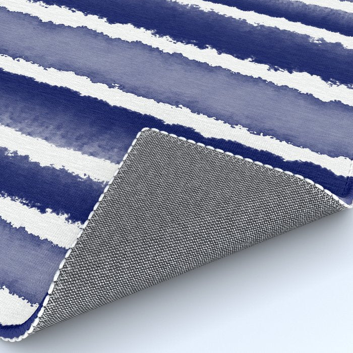 Wide Watercolor Stripes - Indigo Blue  Rug Gallery Image 4