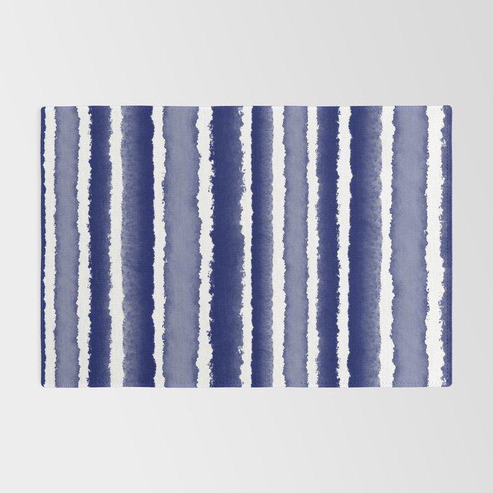 Wide Watercolor Stripes - Indigo Blue  Rug Gallery Image 2
