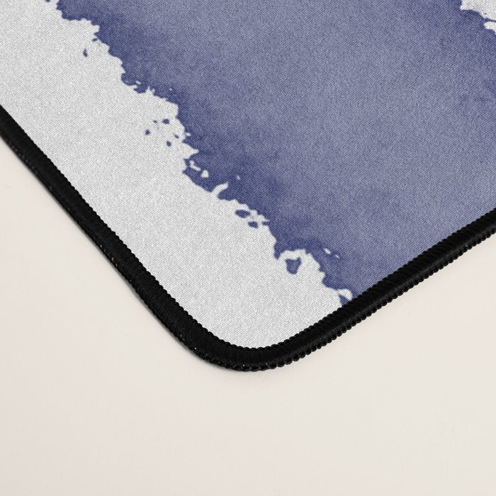 Wide Watercolor Stripes - Indigo Blue  Desk Mat Gallery Image 4