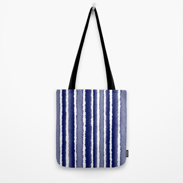 Wide Watercolor Stripes - Indigo Blue  Tote Bag Gallery Image 2