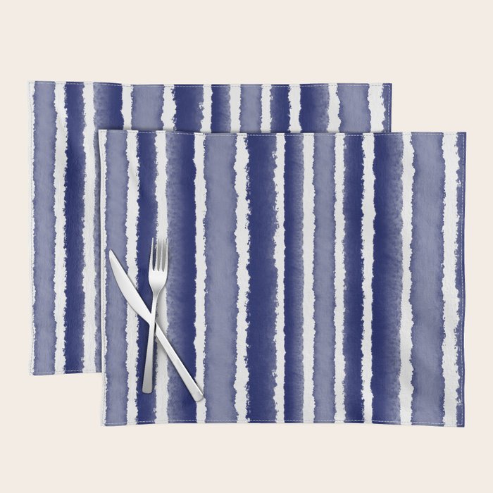 Wide Watercolor Stripes - Indigo Blue  Placemat Gallery Image 1