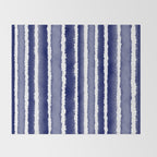 Wide Watercolor Stripes - Indigo Blue  Throw Blanket Gallery Image 2