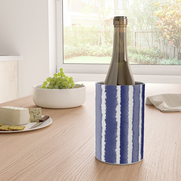 Wide Watercolor Stripes - Indigo Blue  Wine Chiller Gallery Image 4