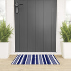 Wide Watercolor Stripes - Indigo Blue  Welcome Mat Gallery Image 3