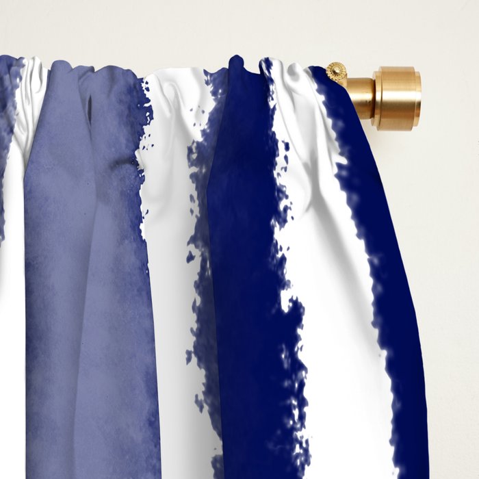 Wide Watercolor Stripes - Indigo Blue  Window Curtain Gallery Image 2