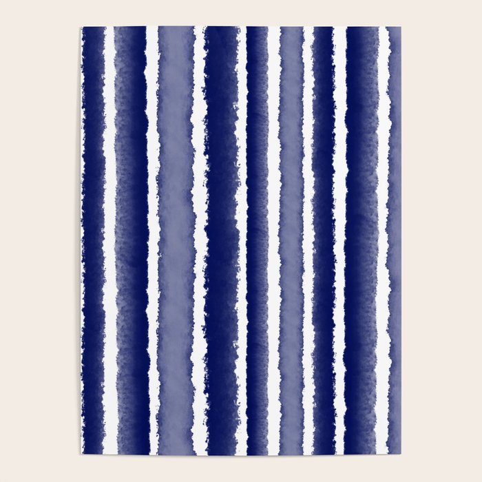 Wide Watercolor Stripes - Indigo Blue  Poster Gallery Image 4