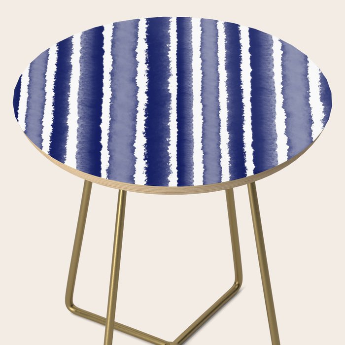 Wide Watercolor Stripes - Indigo Blue  Side Table Gallery Image 2