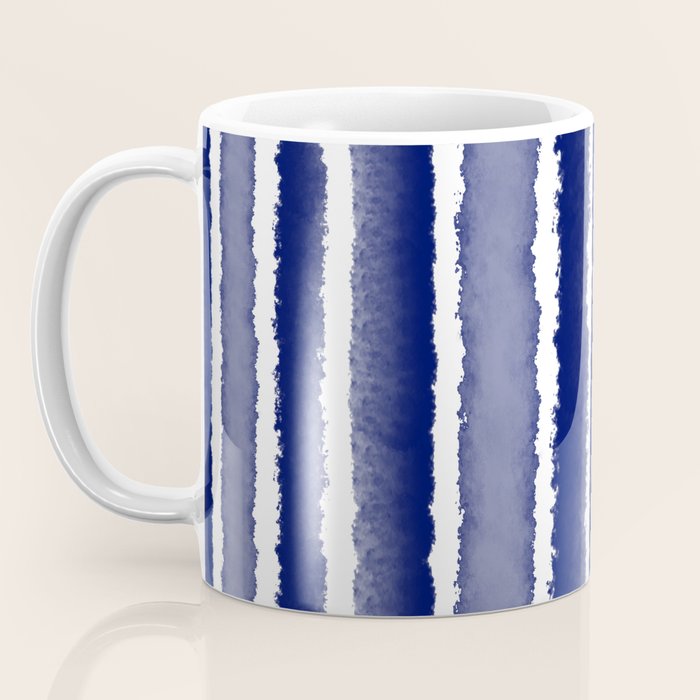Wide Watercolor Stripes - Indigo Blue  Coffee Mug Gallery Image 3
