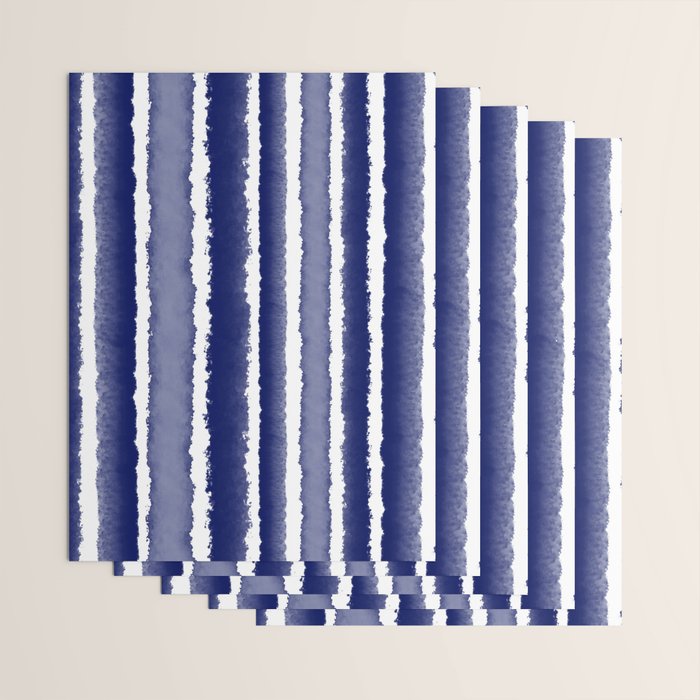 Wide Watercolor Stripes - Indigo Blue  Wrapping Paper Gallery Image 3