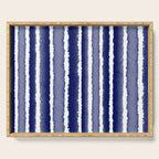 Wide Watercolor Stripes - Indigo Blue  Serving Tray Gallery Image 1