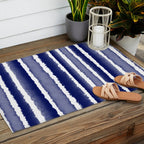 Wide Watercolor Stripes - Indigo Blue  Outdoor Rug Gallery Image 2