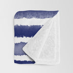Wide Watercolor Stripes - Indigo Blue  Throw Blanket Gallery Image 3