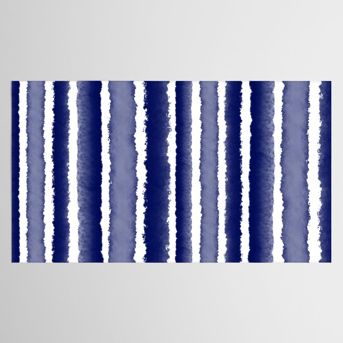 Wide Watercolor Stripes - Indigo Blue  Tablecloth Gallery Image 2