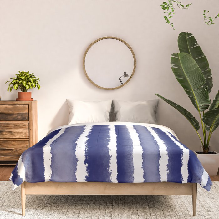 Wide Watercolor Stripes - Indigo Blue  Comforter Gallery Image 3