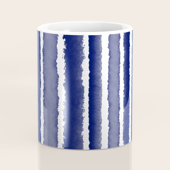 Wide Watercolor Stripes - Indigo Blue  Coffee Mug Gallery Image 4