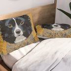 Black and White Klimt Dog with Geometric Patterns Pillow Sham Gallery Image 2