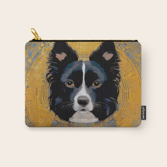 Black and White Klimt Dog with Geometric Patterns Carry All Pouch Gallery Image 1