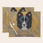 Black and White Klimt Dog with Geometric Patterns Placemat Gallery Image 1
