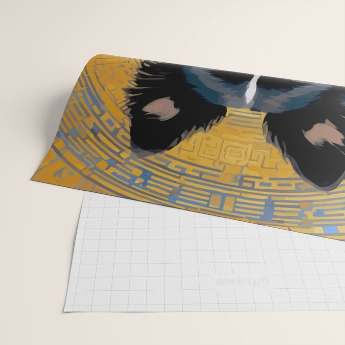 Black and White Klimt Dog with Geometric Patterns Wrapping Paper Gallery Image 2