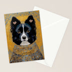Black and White Klimt Dog with Geometric Patterns Stationery Card Gallery Image 2