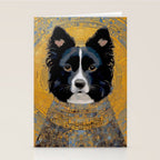 Black and White Klimt Dog with Geometric Patterns Stationery Card Gallery Image 2