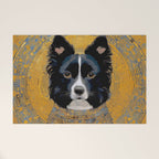 Black and White Klimt Dog with Geometric Patterns Welcome Mat Gallery Image 1