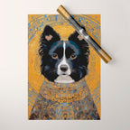Black and White Klimt Dog with Geometric Patterns Wrapping Paper Gallery Image 1
