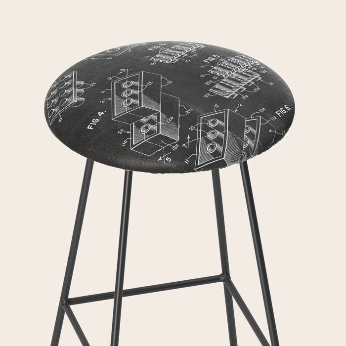 Legos Patent - Legos Brick Art - Black Chalkboard Stool Gallery Image 2