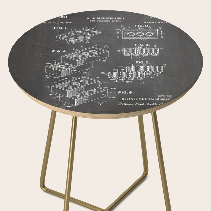 Legos Patent - Legos Brick Art - Black Chalkboard Side Table Gallery Image 2