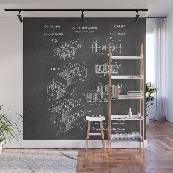Legos Patent - Legos Brick Art - Black Chalkboard Wall Mural Gallery Image 1