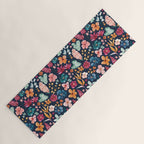 Colorful Tropical Jungle Watercolor Botanical Floral on Navy Blue Yoga Mat Gallery Image 1