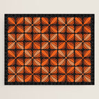 Retro 70s square mod flowers orange brown Jigsaw Puzzle Gallery Image 1