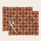 Retro 70s square mod flowers orange brown Placemat Gallery Image 1