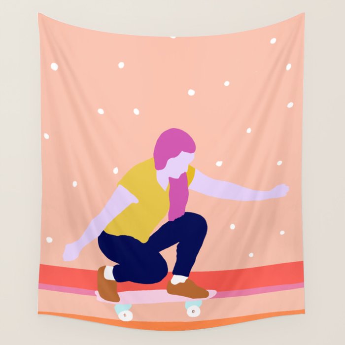Skater Girl Wall Tapestry Gallery Image 4