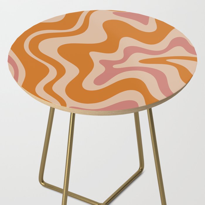 Liquid Swirl Abstract in Late Summer Orange and Pink Side Table Gallery Image 2