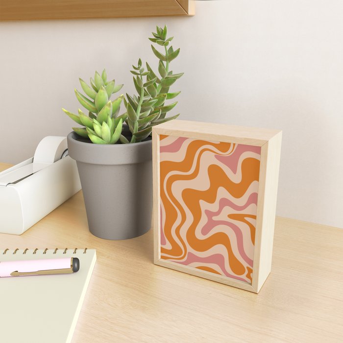 Liquid Swirl Abstract in Late Summer Orange and Pink Mini Art Print Gallery Image 2