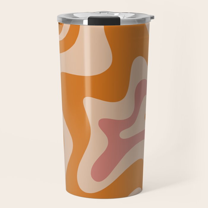 Liquid Swirl Abstract in Late Summer Orange and Pink Travel Mug Gallery Image 1