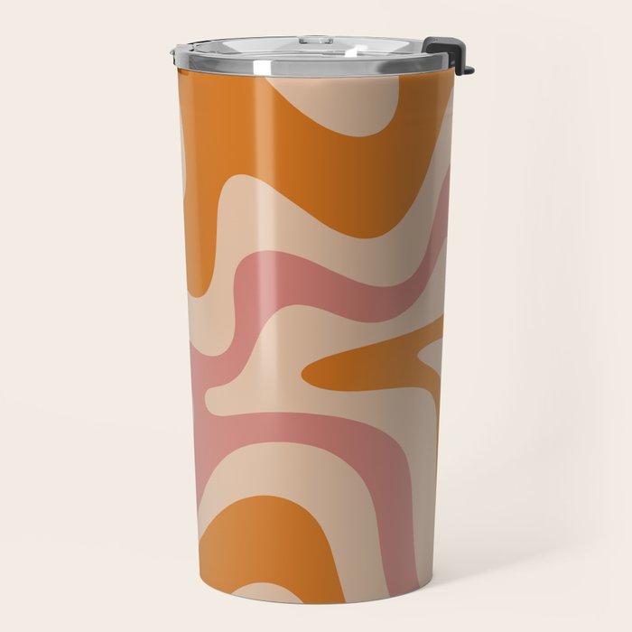 Liquid Swirl Abstract in Late Summer Orange and Pink Travel Mug Gallery Image 2